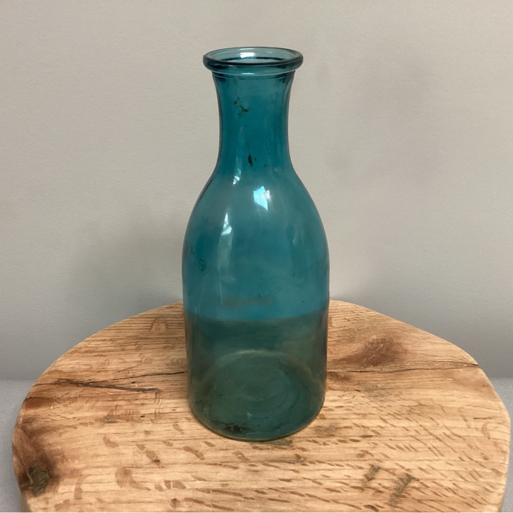 🔵 Turquoise Agua Blue Glass Jar - Unique - Rustic - Collectible - Many Uses